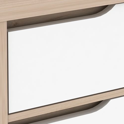 Commode 3 tiroirs Nordic imitation chêne et blanc