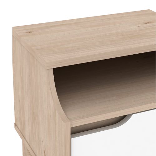 Chevet 1 tiroir 1 niche Nordic imitation chêne et blanc