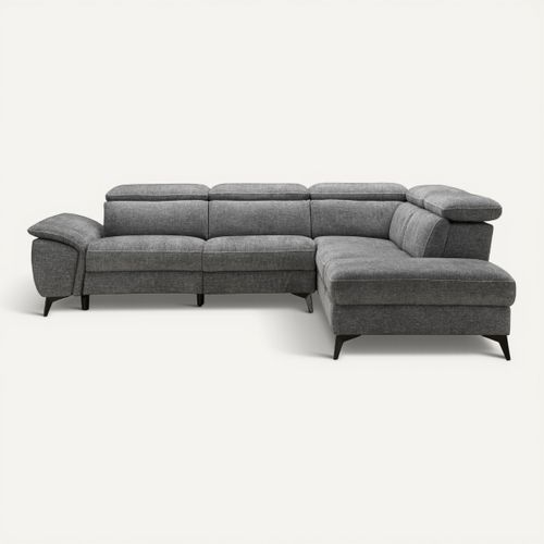Canapé angle droit relax électrique NEWPORT III tissu gris foncé vue de face