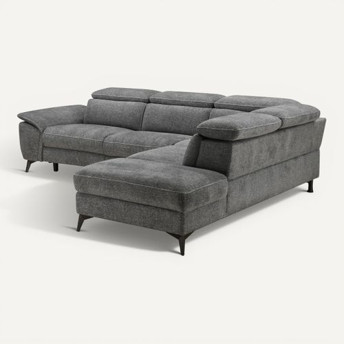 Canapé angle droit relax électrique NEWPORT III tissu gris foncé vue 3/4