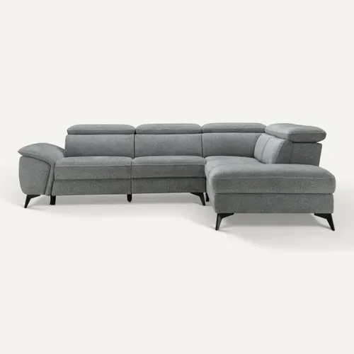 Canapé angle droit relax électrique NEWPORT III tissu gris clair vue de face