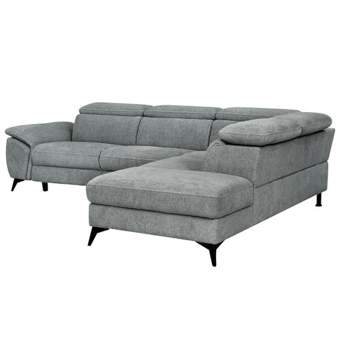 Canapé angle droit relax électrique NEWPORT III tissu gris clair vue de profil