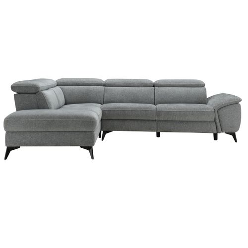 Canapé angle gauche relax électrique NEWPORT III tissu gris clair vue de profil