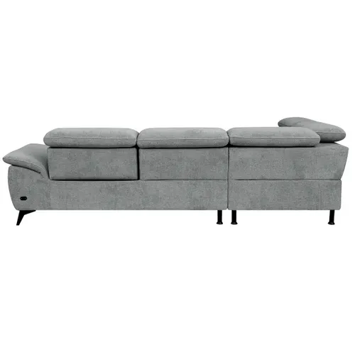 Canapé angle gauche relax électrique NEWPORT III tissu gris clair vue de derrière