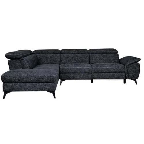 Canapé angle gauche relax électrique NEWPORT III tissu noir