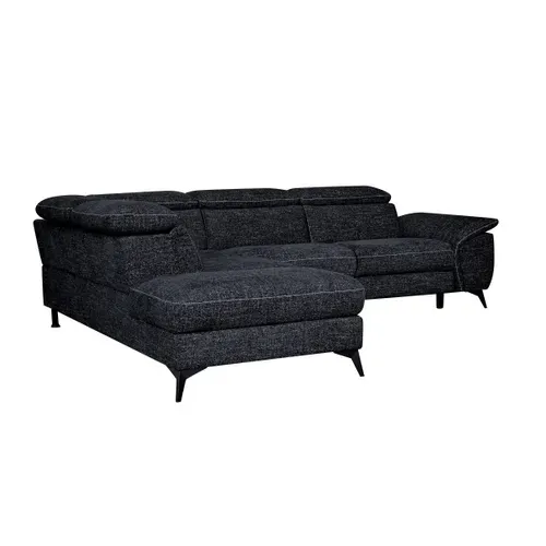 Canapé angle gauche relax électrique NEWPORT III tissu noir