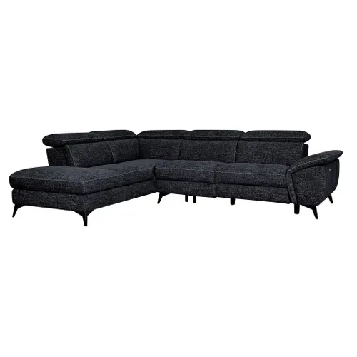 Canapé angle gauche relax électrique NEWPORT III tissu noir