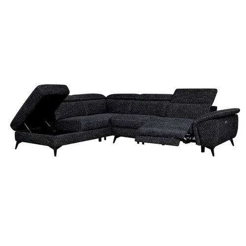 Canapé angle gauche relax électrique NEWPORT III tissu noir