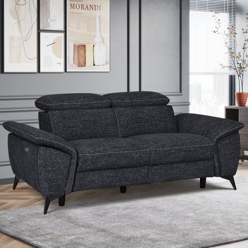 Canapé 2 places relax Newport III tissu noir