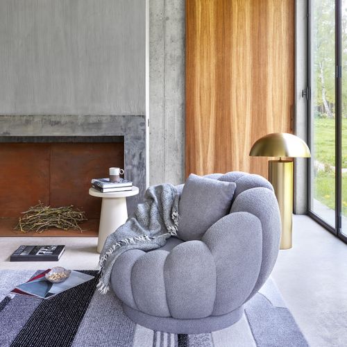 Fauteuil FLEURA Tissu bouclette gris