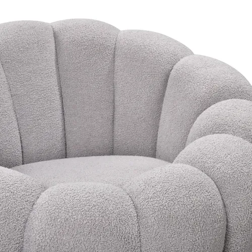 Fauteuil FLEURA Tissu bouclette gris