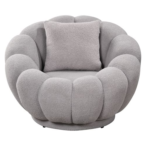 Fauteuil FLEURA Tissu bouclette gris