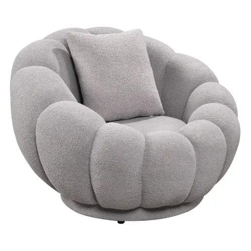 Fauteuil FLEURA Tissu bouclette gris