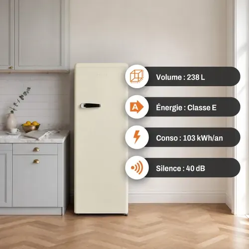 Réfrigérateur 1 porte SIGNATURE SFM238VCE 238L Crème