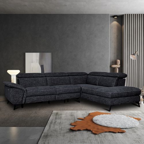Canapé angle droit relax électrique NEWPORT III tissu noir