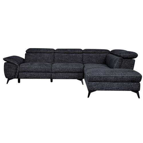 Canapé angle droit relax électrique NEWPORT III tissu noir