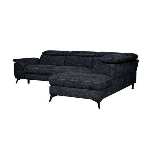Canapé angle droit relax électrique NEWPORT III tissu noir