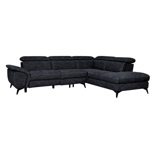 Canapé angle droit relax électrique NEWPORT III tissu noir