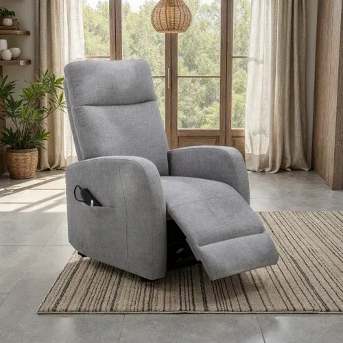 Fauteuil releveur relax JOSH électrique tissu gris vue d'ambiance 1