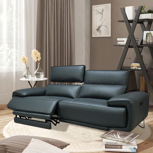 Canapé 2,5 places Maxime cuir et croûte gris foncé