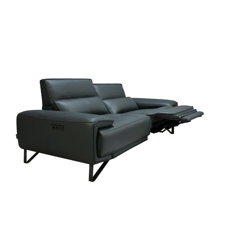 Canapé 2,5 places Maxime cuir et croûte gris foncé