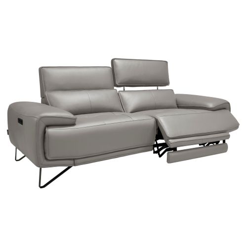 Canapé 2,5 places Maxime cuir et croûte taupe