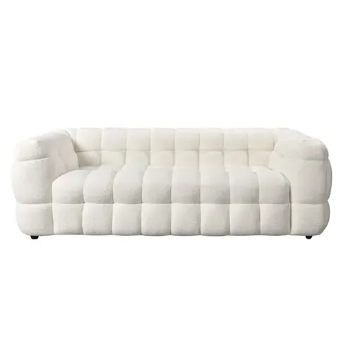 Canapé 3 places BULLE tissu bouclette crème vue de face