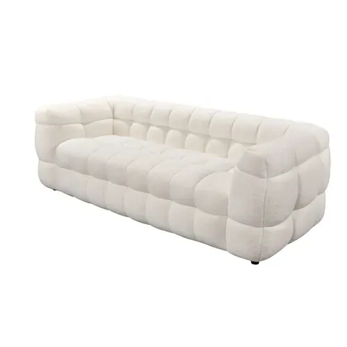 Canapé 3 places BULLE tissu bouclette crème vue de profil