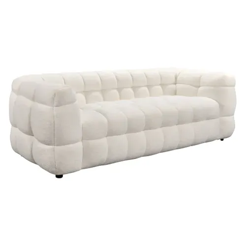 Canapé 3 places BULLE tissu bouclette crème vue 3/4