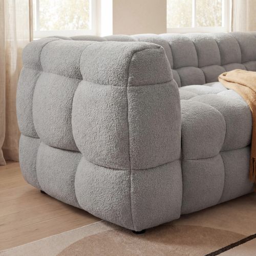 Canapé 3 places BULLE tissu bouclette gris