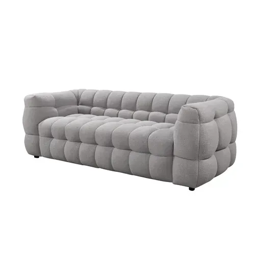 Canapé 3 places BULLE tissu bouclette gris vue de profil