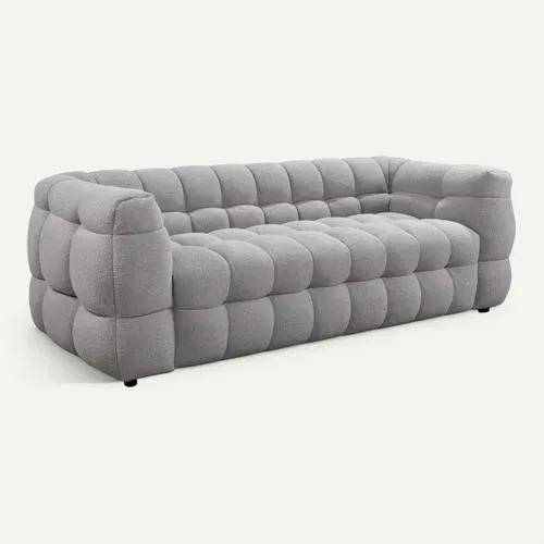 Canapé 3 places BULLE tissu bouclette gris vue 3/4