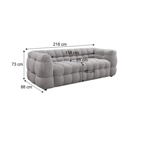 Canapé 3 places BULLE tissu bouclette gris