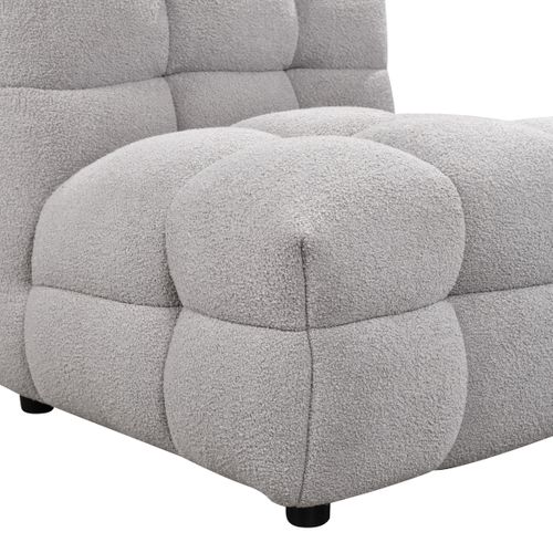 Fauteuil BULLE tissu bouclette gris vue accessoires