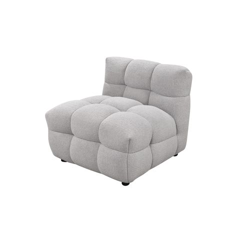 Fauteuil BULLE tissu bouclette gris vue de profil