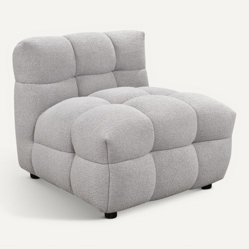 Fauteuil BULLE tissu bouclette gris vue 3/4