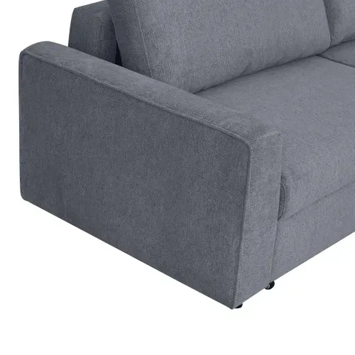 Canapé convertible 3 places MANOU tissu gris vue accessoires