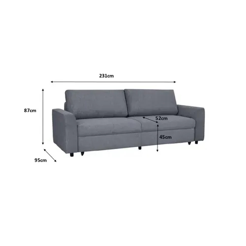 Canapé convertible 3 places MANOU tissu gris