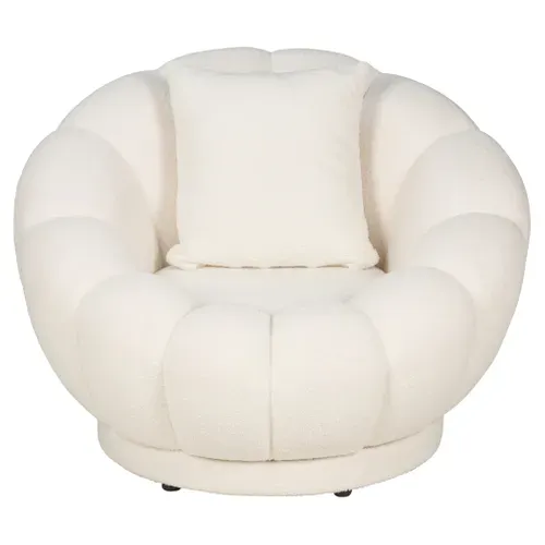 Fauteuil Fleura Tissu bouclette crème vue de face