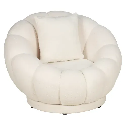 Fauteuil Fleura Tissu bouclette crème vue 3/4