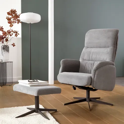 Fauteuil relax pivotant BILLY tissu + repose pied vue d'ambiance 1
