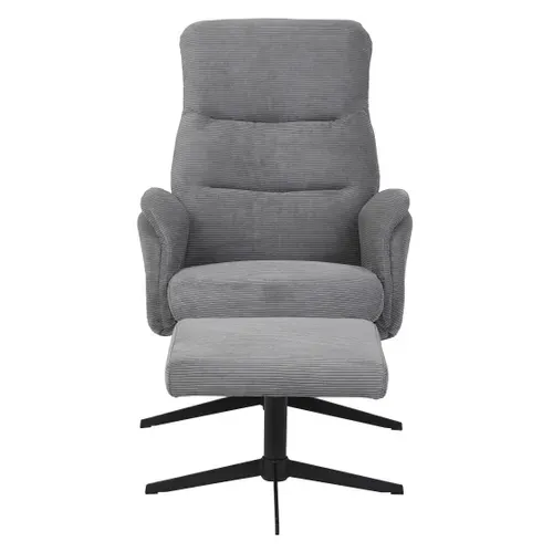 Fauteuil relax pivotant BILLY tissu + repose pied vue de face