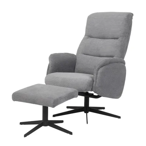Fauteuil relax pivotant BILLY tissu + repose pied vue de profil