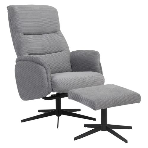 Fauteuil relax pivotant BILLY tissu + repose pied vue 3/4