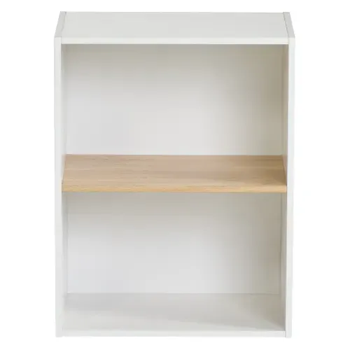 Etagére 2 cases POYANG 3 Blanc et imitation chêne vue de face