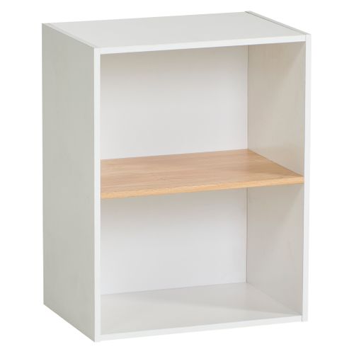 Etagére 2 cases POYANG 3 Blanc et imitation chêne vue 3/4