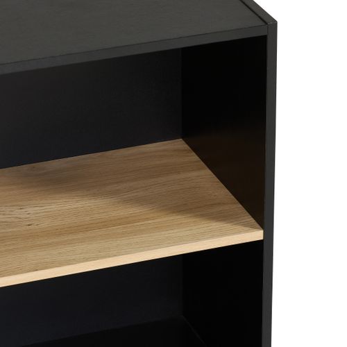 Etagère 2 cases POYANG 3 Noir et imitation chêne