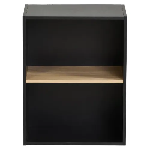 Etagère 2 cases POYANG 3 Noir et imitation chêne