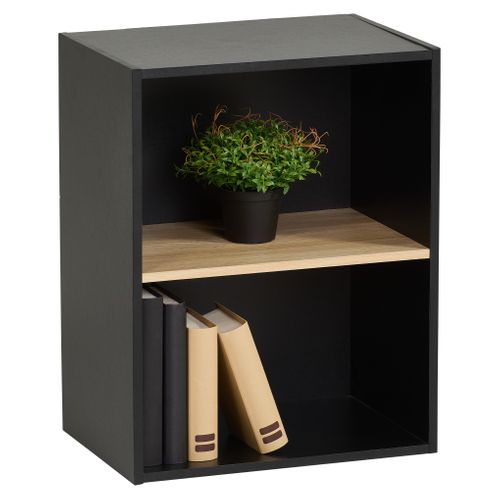 Etagère 2 cases POYANG 3 Noir et imitation chêne