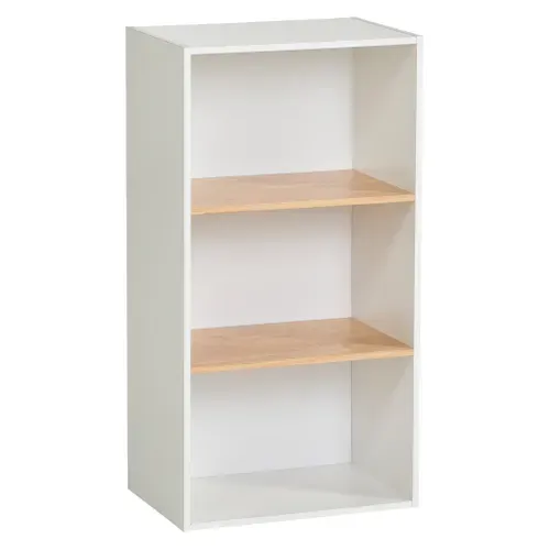 Etagère 3 cases POYANG 3 Blanc et imitation chêne